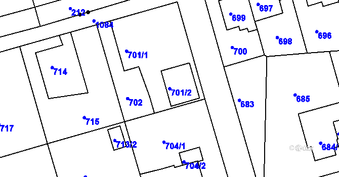 Parcela st. 701/2 v KÚ Horní Růžodol, Katastrální mapa