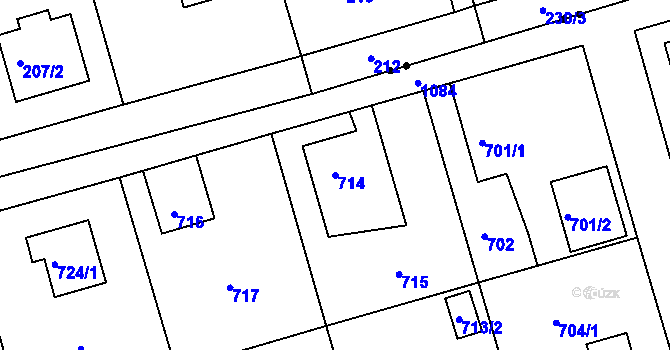Parcela st. 714 v KÚ Horní Růžodol, Katastrální mapa