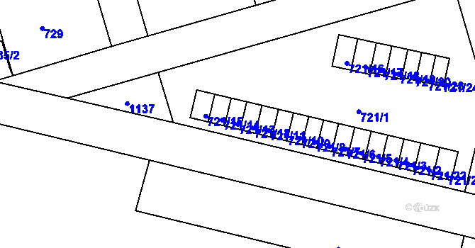 Parcela st. 721/13 v KÚ Horní Růžodol, Katastrální mapa