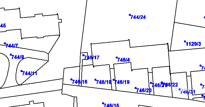 Parcela st. 746/4 v KÚ Horní Růžodol, Katastrální mapa