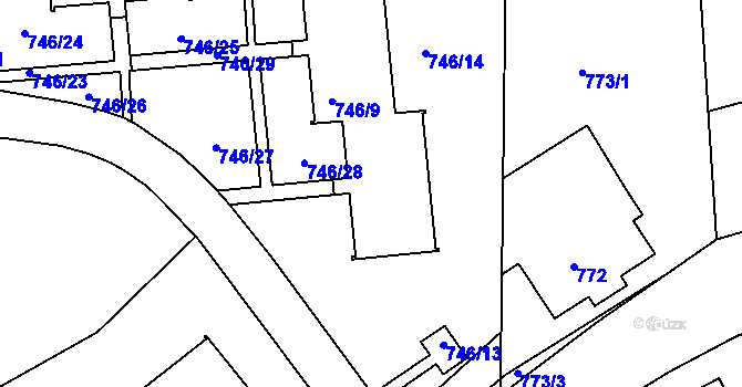 Parcela st. 746/9 v KÚ Horní Růžodol, Katastrální mapa