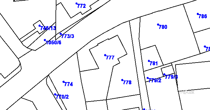 Parcela st. 777 v KÚ Horní Růžodol, Katastrální mapa
