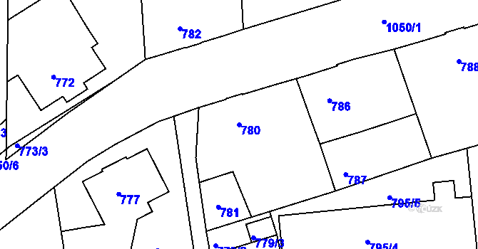 Parcela st. 780 v KÚ Horní Růžodol, Katastrální mapa