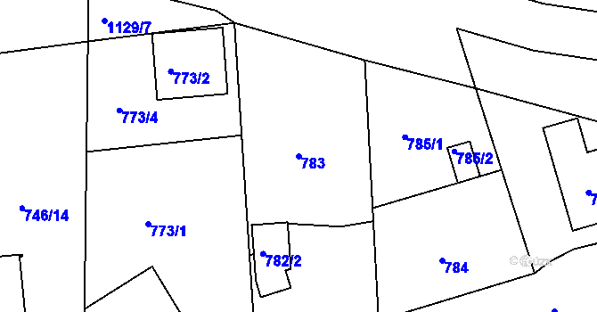 Parcela st. 783 v KÚ Horní Růžodol, Katastrální mapa