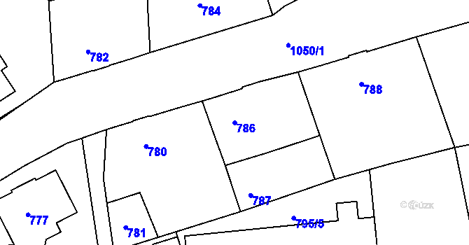 Parcela st. 786 v KÚ Horní Růžodol, Katastrální mapa