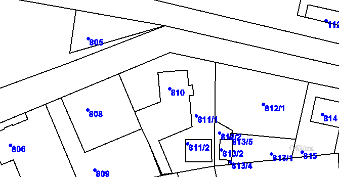 Parcela st. 810 v KÚ Horní Růžodol, Katastrální mapa