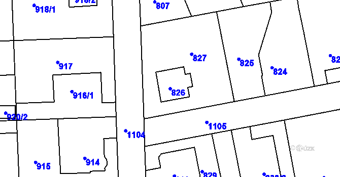 Parcela st. 826 v KÚ Horní Růžodol, Katastrální mapa