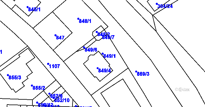 Parcela st. 849/1 v KÚ Horní Růžodol, Katastrální mapa