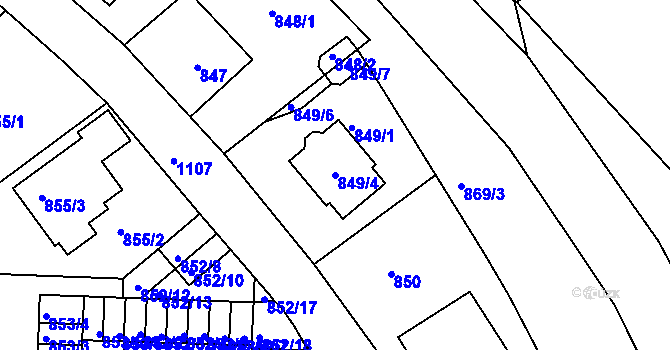 Parcela st. 849/4 v KÚ Horní Růžodol, Katastrální mapa