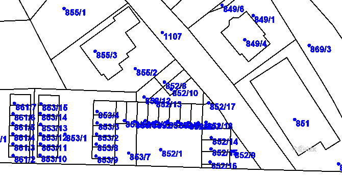Parcela st. 852/10 v KÚ Horní Růžodol, Katastrální mapa