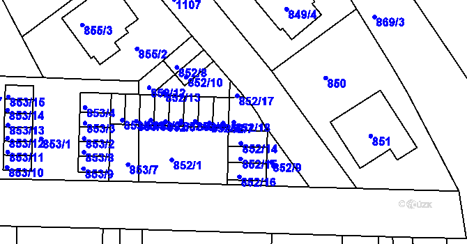 Parcela st. 852/18 v KÚ Horní Růžodol, Katastrální mapa