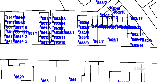 Parcela st. 853/9 v KÚ Horní Růžodol, Katastrální mapa