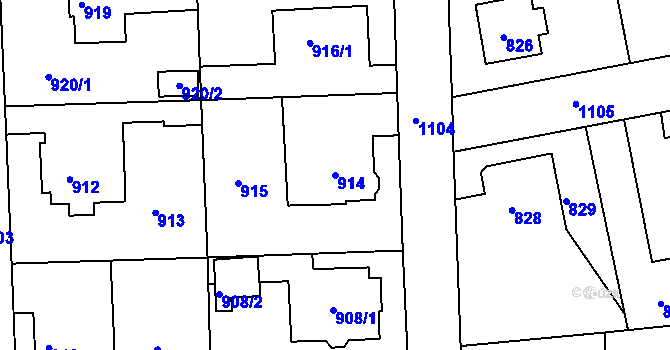 Parcela st. 914 v KÚ Horní Růžodol, Katastrální mapa