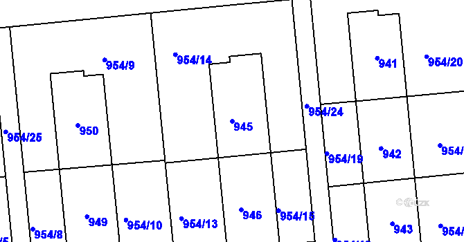 Parcela st. 945 v KÚ Horní Růžodol, Katastrální mapa