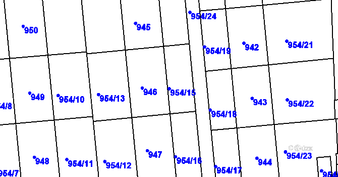 Parcela st. 954/15 v KÚ Horní Růžodol, Katastrální mapa