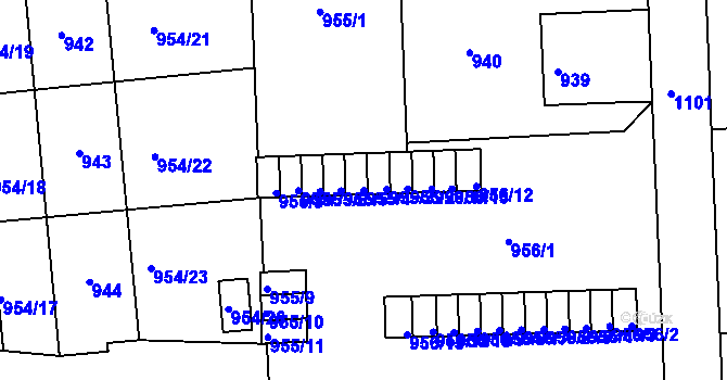 Parcela st. 955/4 v KÚ Horní Růžodol, Katastrální mapa