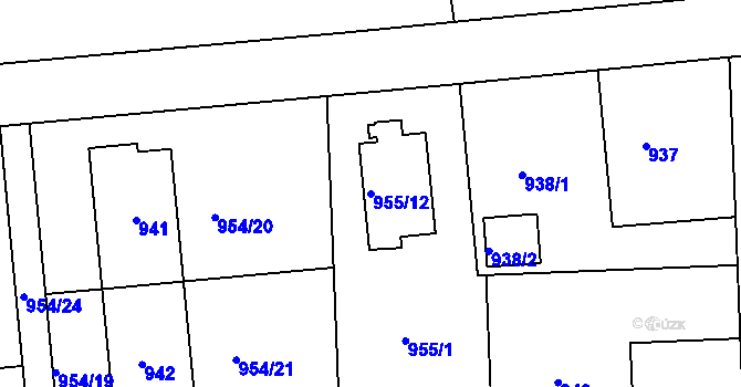 Parcela st. 955/12 v KÚ Horní Růžodol, Katastrální mapa