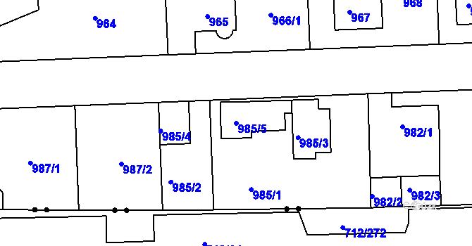 Parcela st. 985/5 v KÚ Horní Růžodol, Katastrální mapa