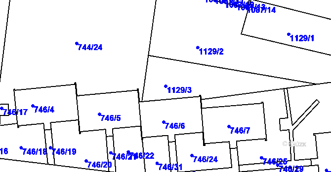 Parcela st. 1129/3 v KÚ Horní Růžodol, Katastrální mapa