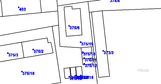 Parcela st. 375/19 v KÚ Horní Růžodol, Katastrální mapa