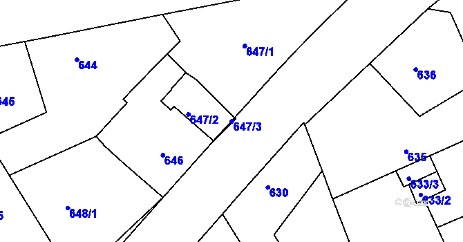Parcela st. 647/3 v KÚ Horní Růžodol, Katastrální mapa