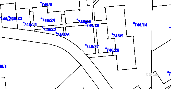 Parcela st. 746/27 v KÚ Horní Růžodol, Katastrální mapa