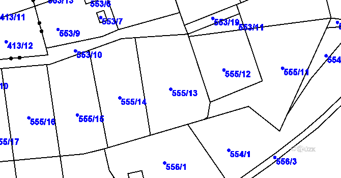 Parcela st. 555/13 v KÚ Horní Růžodol, Katastrální mapa