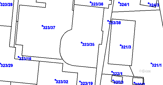 Parcela st. 323/35 v KÚ Horní Růžodol, Katastrální mapa