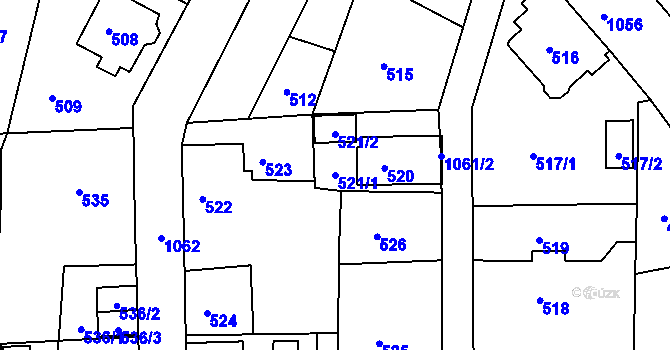 Parcela st. 521/1 v KÚ Horní Růžodol, Katastrální mapa