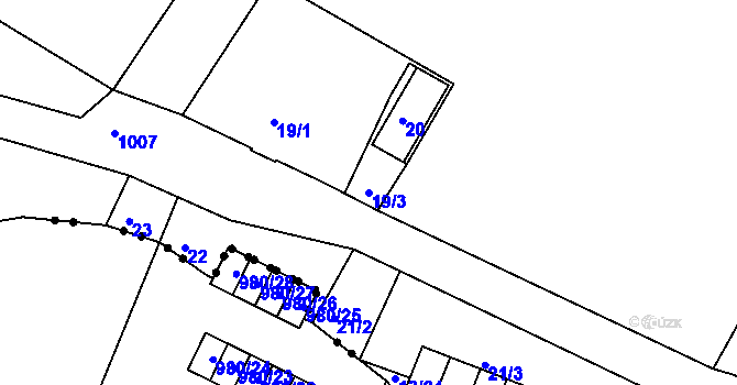 Parcela st. 19/3 v KÚ Horní Růžodol, Katastrální mapa