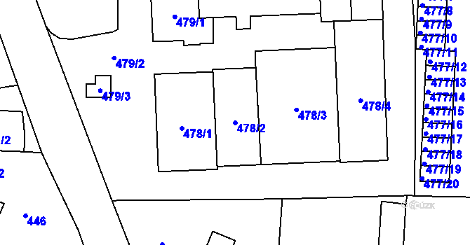 Parcela st. 478/2 v KÚ Horní Růžodol, Katastrální mapa
