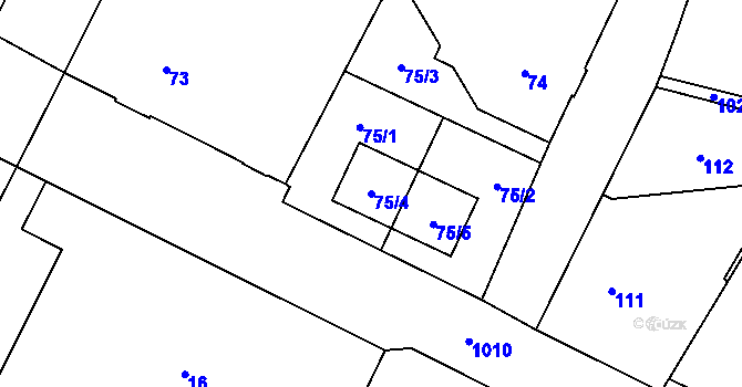 Parcela st. 75/4 v KÚ Horní Růžodol, Katastrální mapa