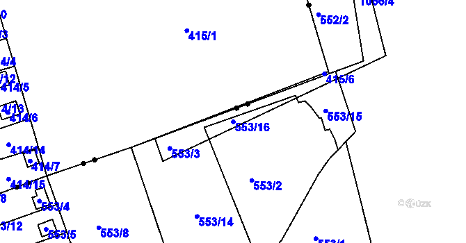 Parcela st. 553/16 v KÚ Horní Růžodol, Katastrální mapa