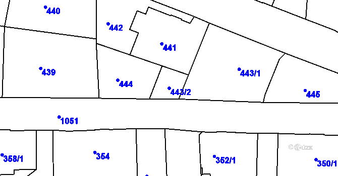 Parcela st. 443/2 v KÚ Horní Růžodol, Katastrální mapa