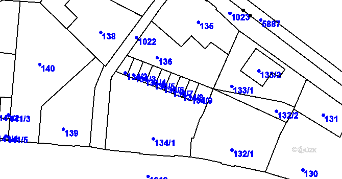 Parcela st. 134/7 v KÚ Horní Růžodol, Katastrální mapa