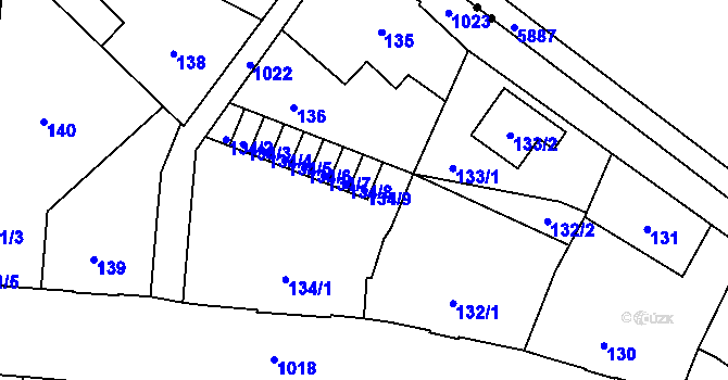 Parcela st. 134/9 v KÚ Horní Růžodol, Katastrální mapa
