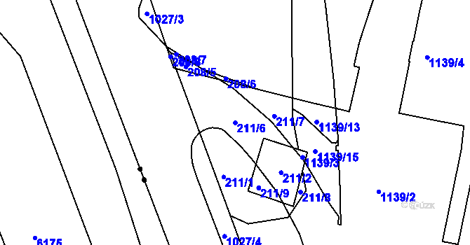 Parcela st. 211/6 v KÚ Horní Růžodol, Katastrální mapa