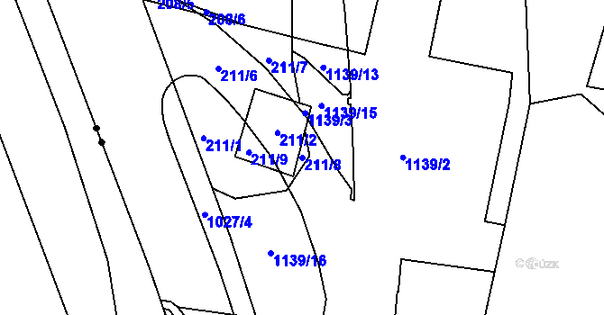 Parcela st. 211/8 v KÚ Horní Růžodol, Katastrální mapa