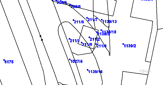 Parcela st. 211/9 v KÚ Horní Růžodol, Katastrální mapa