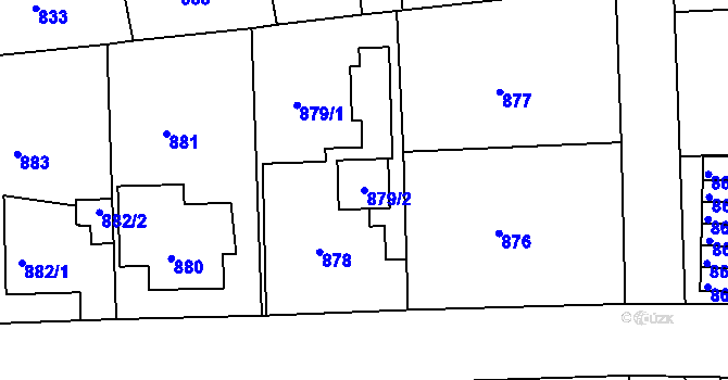 Parcela st. 879/2 v KÚ Horní Růžodol, Katastrální mapa