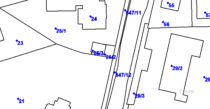 Parcela st. 25/2 v KÚ Dolní Hanychov, Katastrální mapa