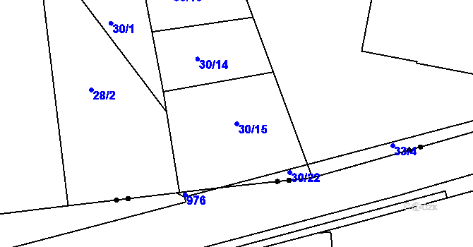 Parcela st. 30/15 v KÚ Dolní Hanychov, Katastrální mapa
