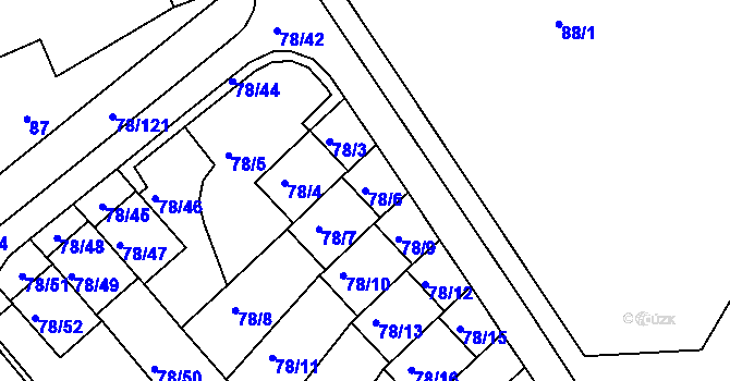 Parcela st. 78/6 v KÚ Dolní Hanychov, Katastrální mapa