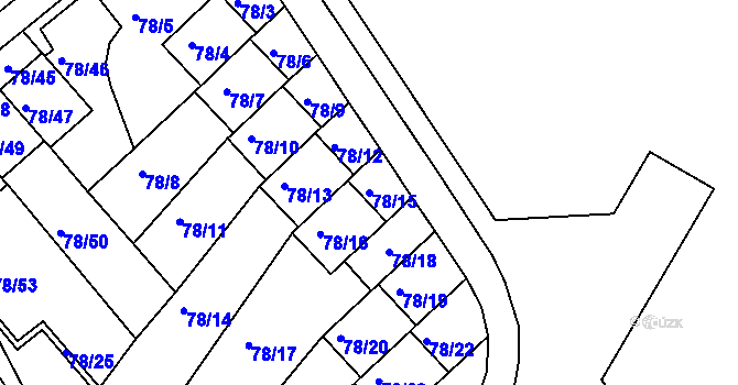 Parcela st. 78/15 v KÚ Dolní Hanychov, Katastrální mapa