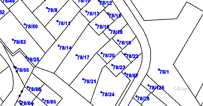 Parcela st. 78/20 v KÚ Dolní Hanychov, Katastrální mapa