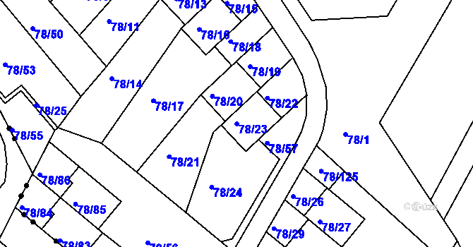 Parcela st. 78/23 v KÚ Dolní Hanychov, Katastrální mapa