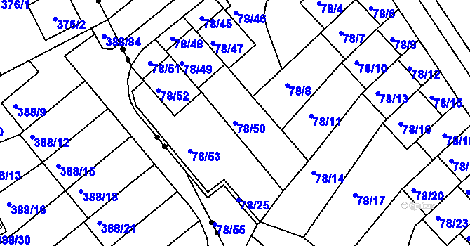 Parcela st. 78/50 v KÚ Dolní Hanychov, Katastrální mapa