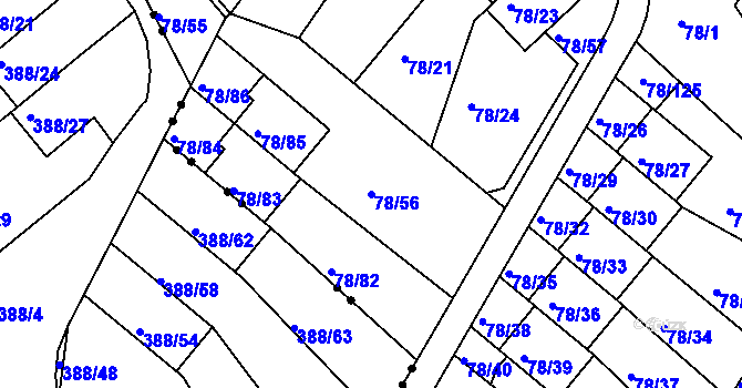 Parcela st. 78/56 v KÚ Dolní Hanychov, Katastrální mapa