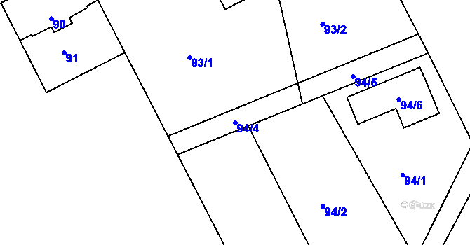 Parcela st. 94/4 v KÚ Dolní Hanychov, Katastrální mapa