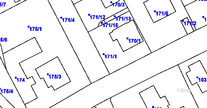 Parcela st. 171/1 v KÚ Dolní Hanychov, Katastrální mapa